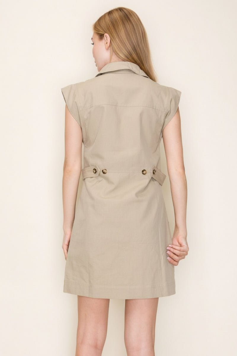 SLEEVELESS BUTTON DOWN MINI DRESS-WBD90876XL