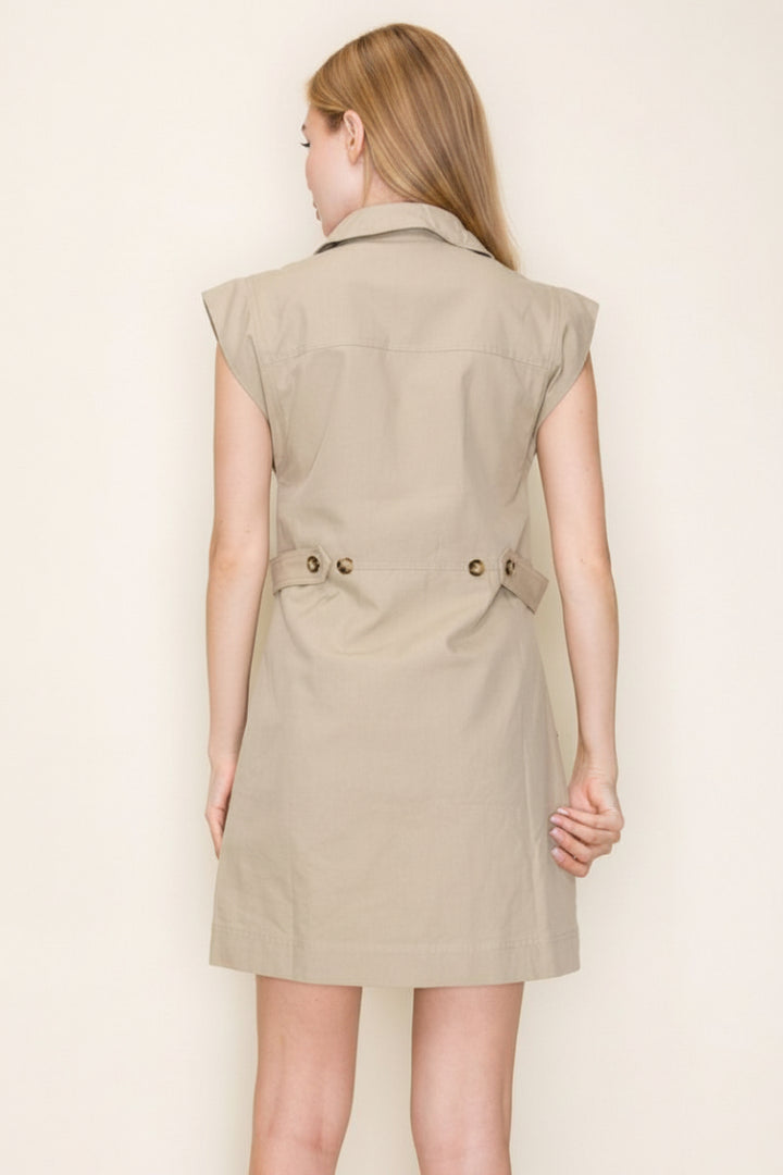 SLEEVELESS BUTTON DOWN MINI DRESS-WBD90876XL