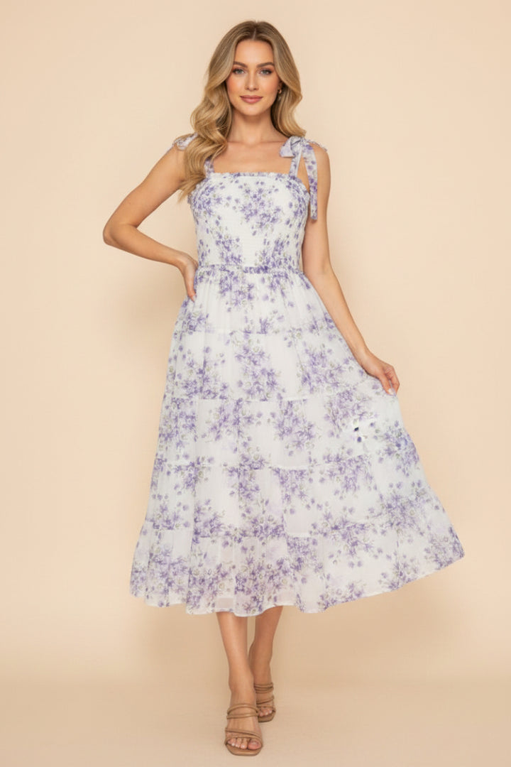 SLEEVELESS FLORAL PRINT MIDI DRESS-WBD90909XL