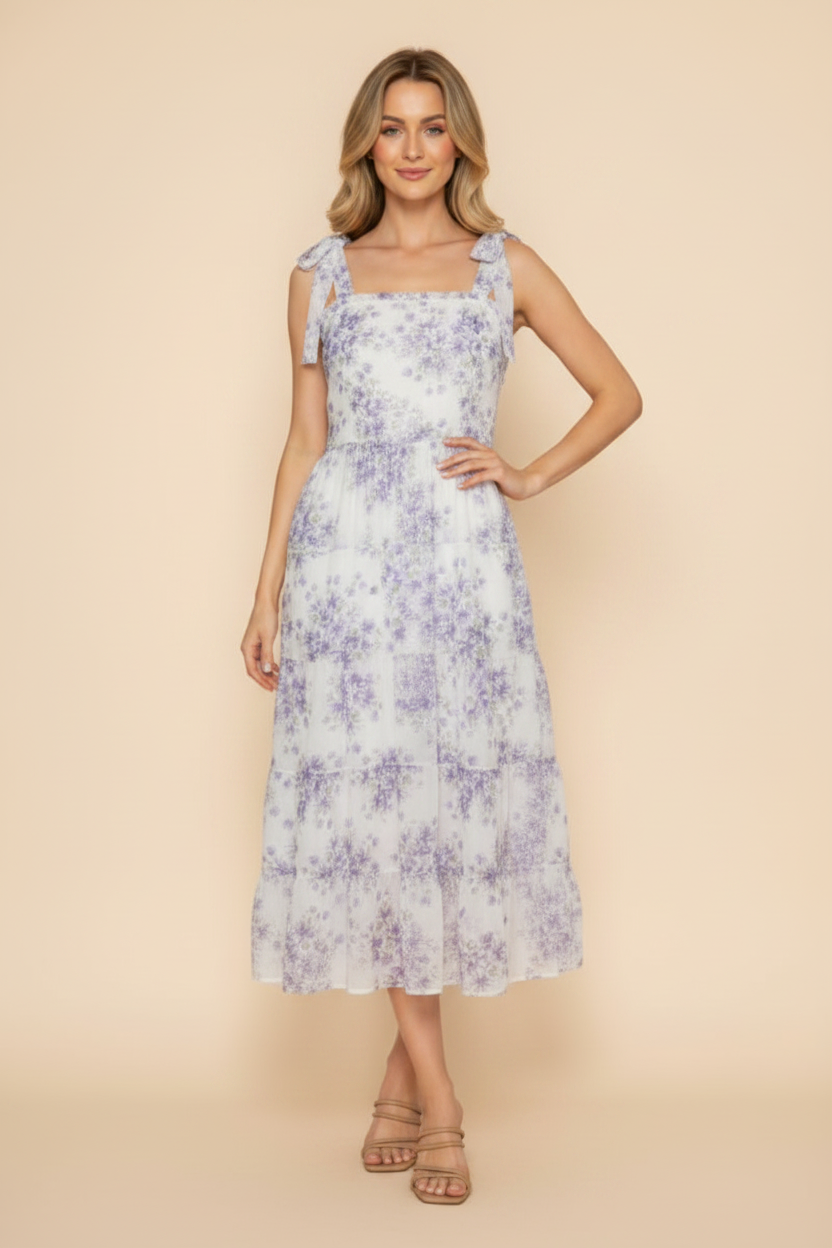 SLEEVELESS FLORAL PRINT MIDI DRESS-WBD90909XL