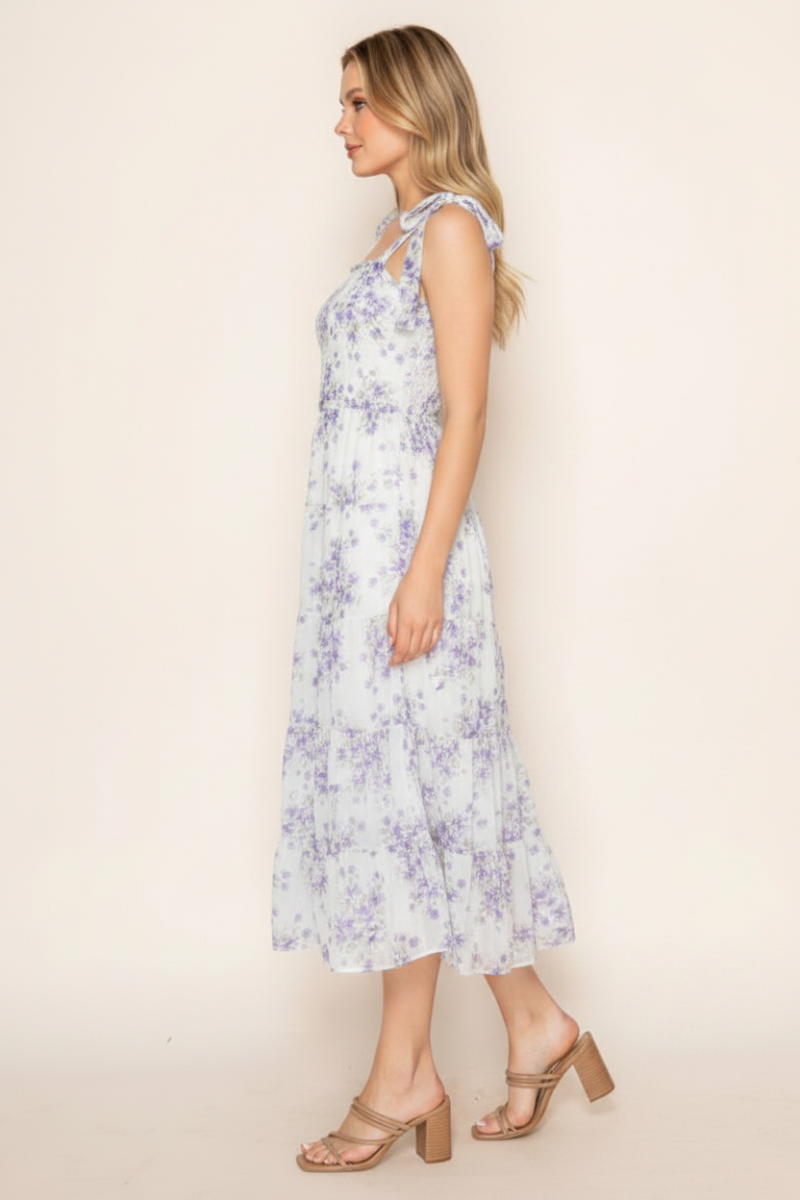 PLUS SIZE SLEEVELESS FLORAL PRINT MIDI DRESS-WBD90909P
