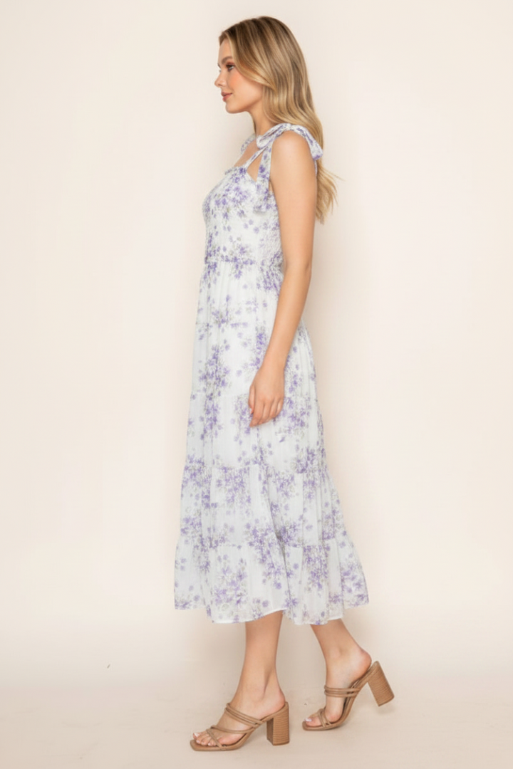 PLUS SIZE SLEEVELESS FLORAL PRINT MIDI DRESS-WBD90909P