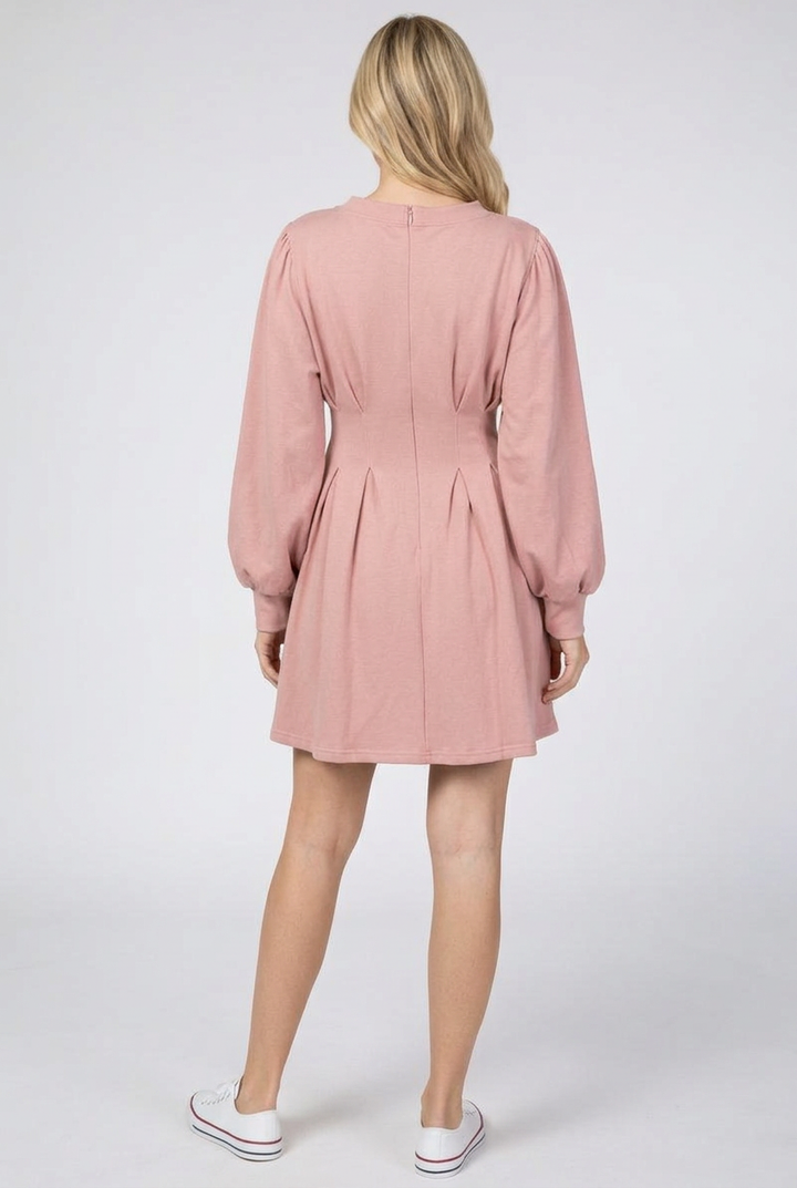 Dusty-pink dress full-back studio view
