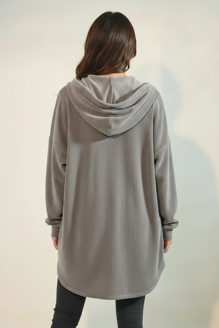 BUTTON DOWN DOLPHIN HEM CARDIGAN HMEJ6401