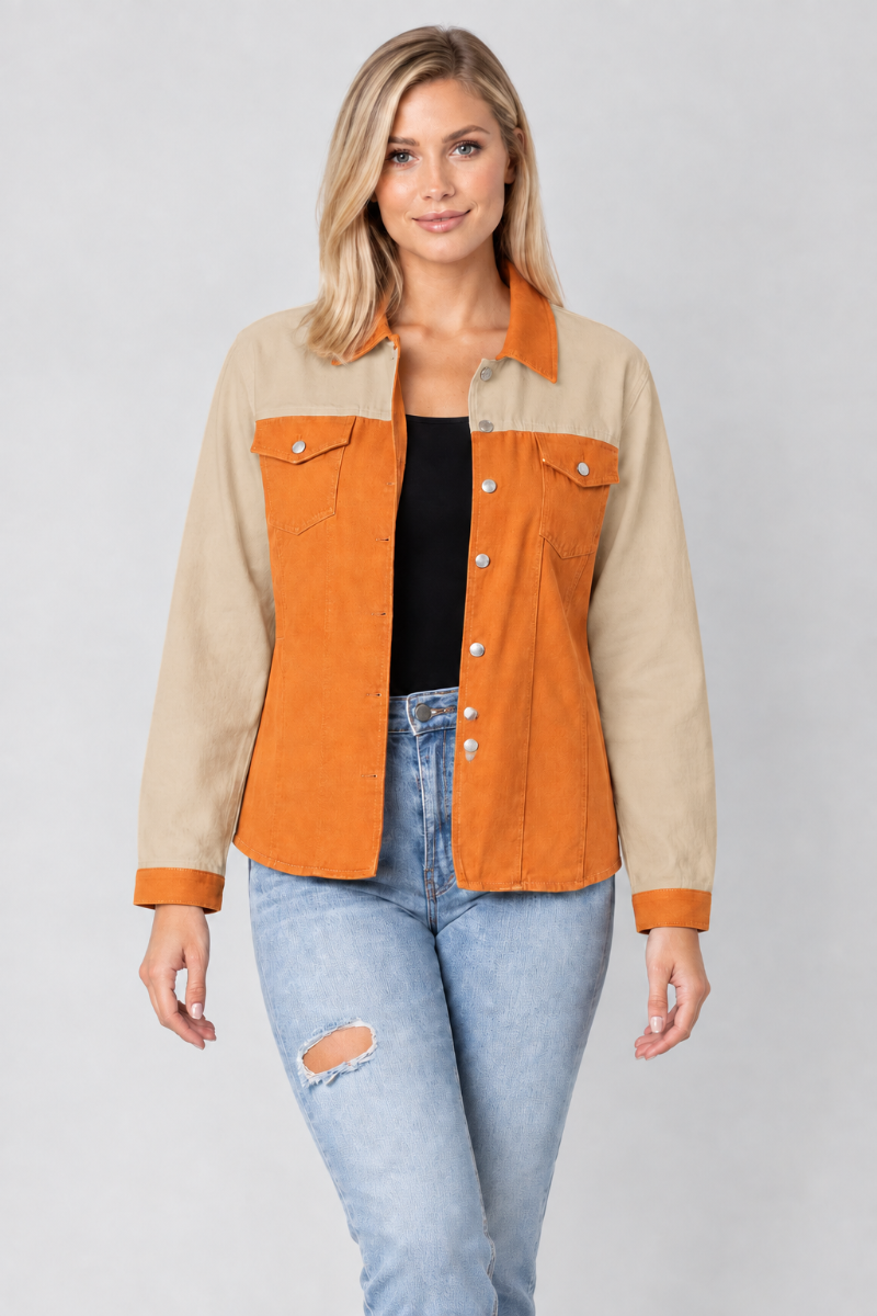 Front studio view with white jacket panels changed to beige