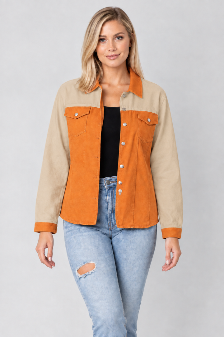 Front studio view with white jacket panels changed to beige