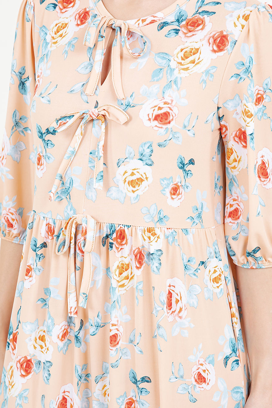 PLUS SIZE FRONT TIE BOW MIDI DRESS-SHVL5999