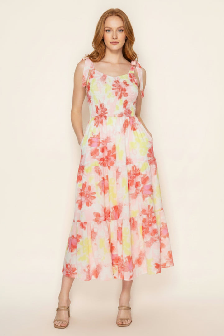 SLEEVELESS FLORAL PRINT MAXI DRESS-WBD90911XL