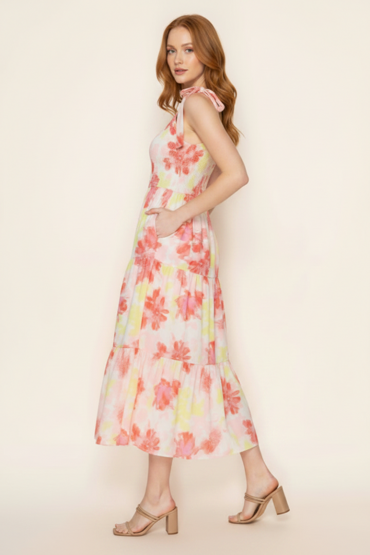 SLEEVELESS FLORAL PRINT MAXI DRESS-WBD90911XL