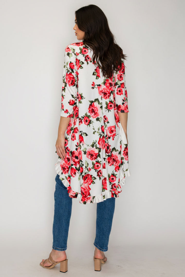 3/4 SLEEVES HIGH LOW TUNIC TOP-SHB5789-PRT