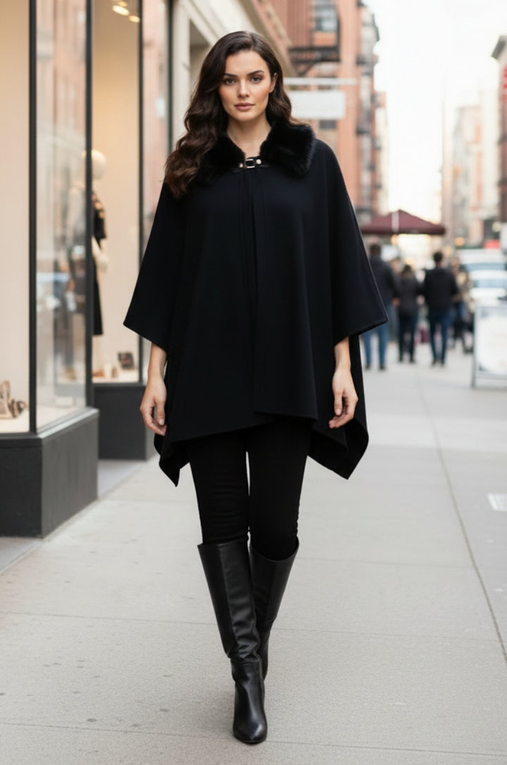 3/4 SLEEVE FUR NECKLINE COVER-UP-WBT11143XL