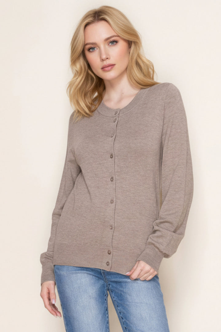 BUTTON DOWN LONG SLEEVE CARDIGAN WBT10768XL