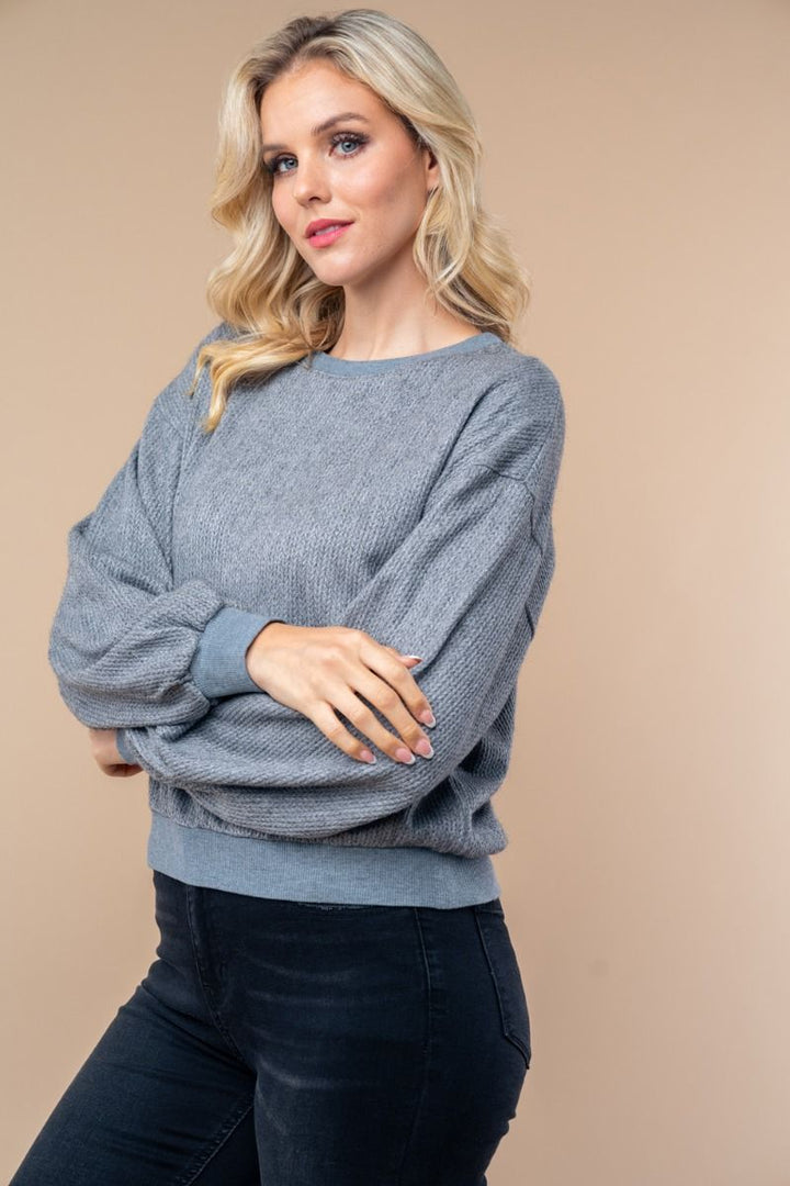 SOLID KNIT PULLOVER TOP-WBT25521XL