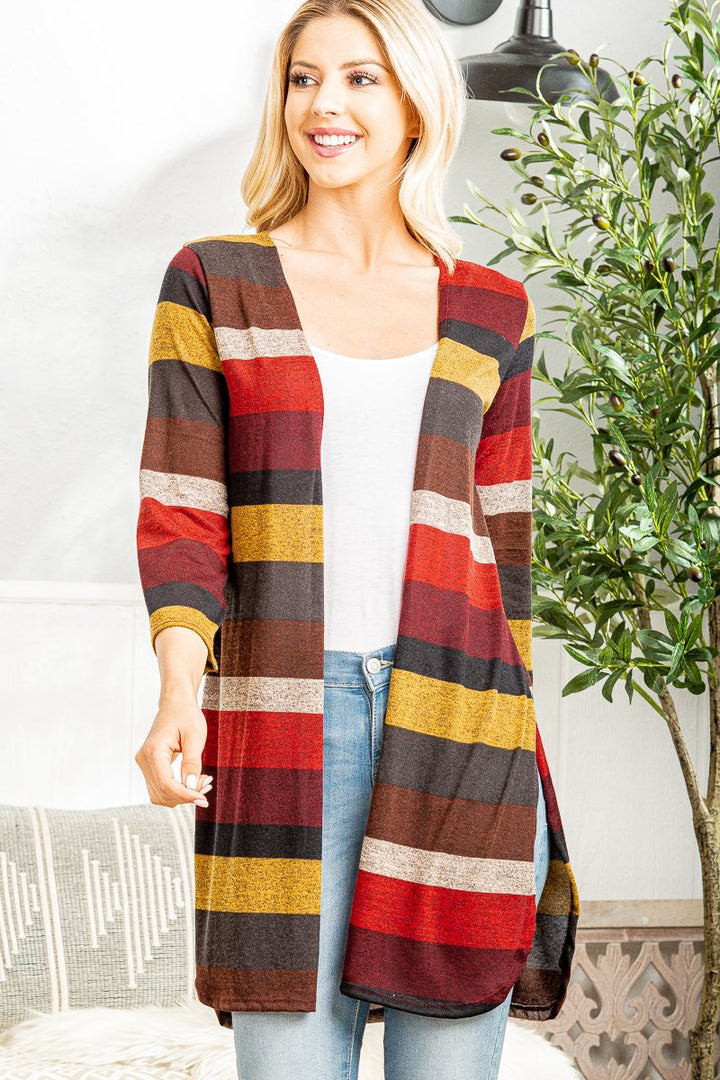 MULTI COLOR STRIPE OPEN CARDIGAN HMSJ1006-54