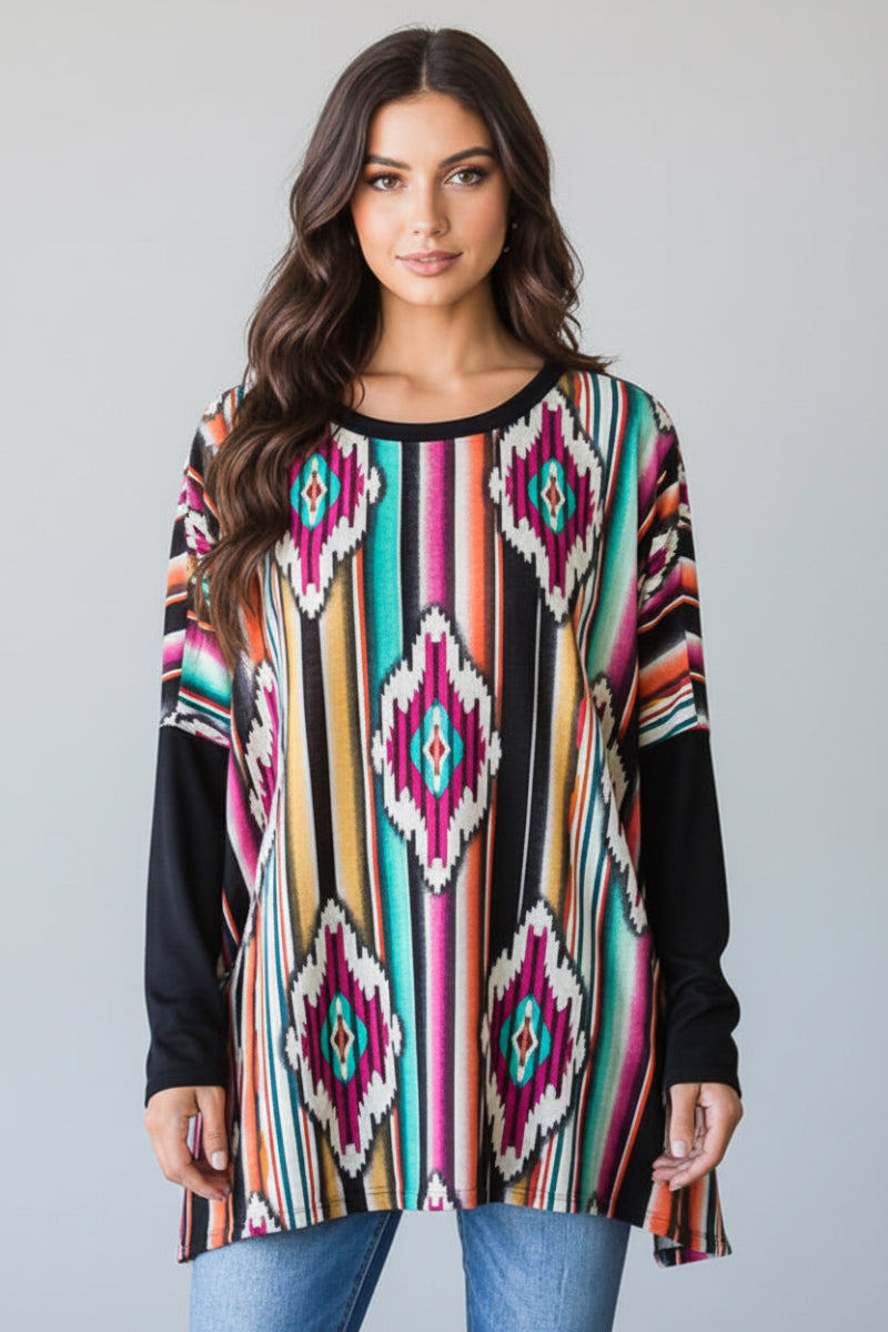 PLUS SIZE LONG SLEEVE ROUND NECK SOLID AND MULTI COLOR HMST2117