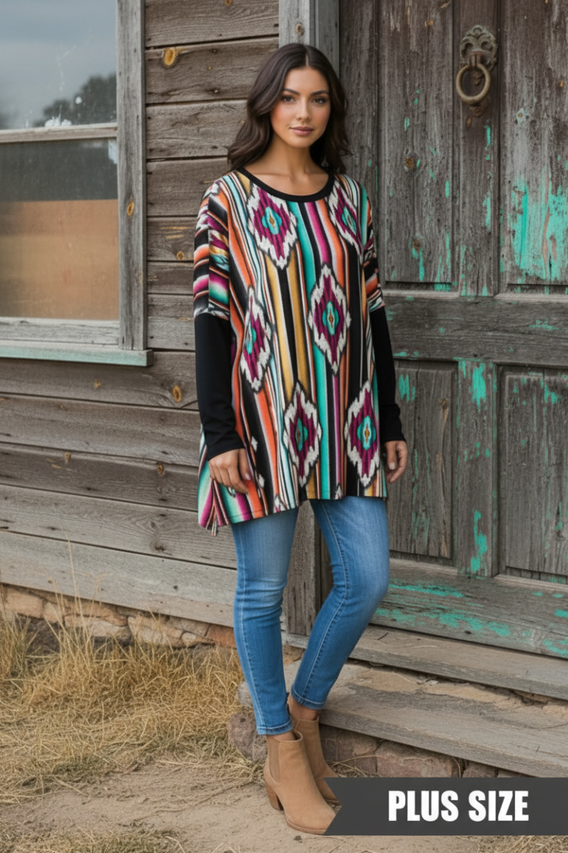 PLUS SIZE LONG SLEEVE ROUND NECK SOLID AND MULTI COLOR HMST2117