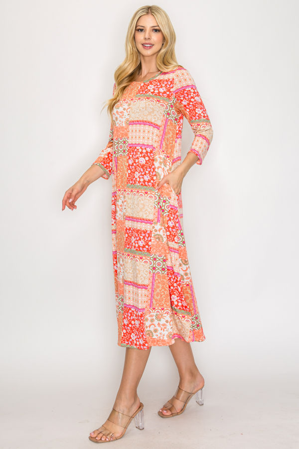 A-LINE MODEST PLUS SIZE DRESS WITH SIDE POKTES