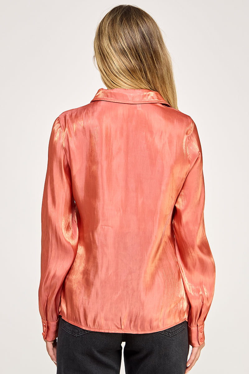 SHINY BUTTON DOWN BLOUSE
