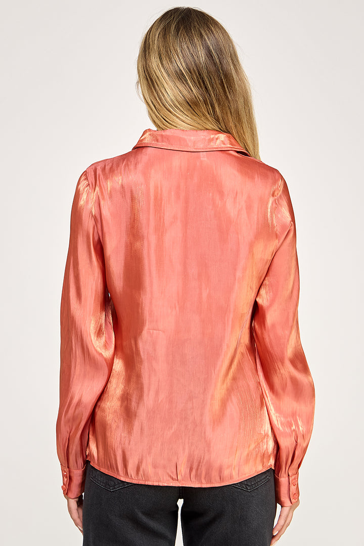 SHINY BUTTON DOWN BLOUSE