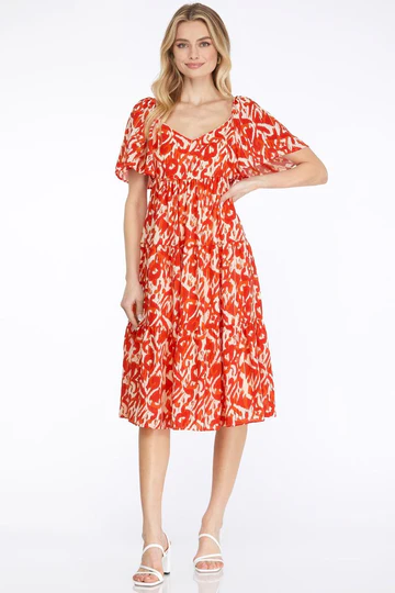 SWEETHART NECK TIERED BACK TIE DETAILD MIDI DRESS