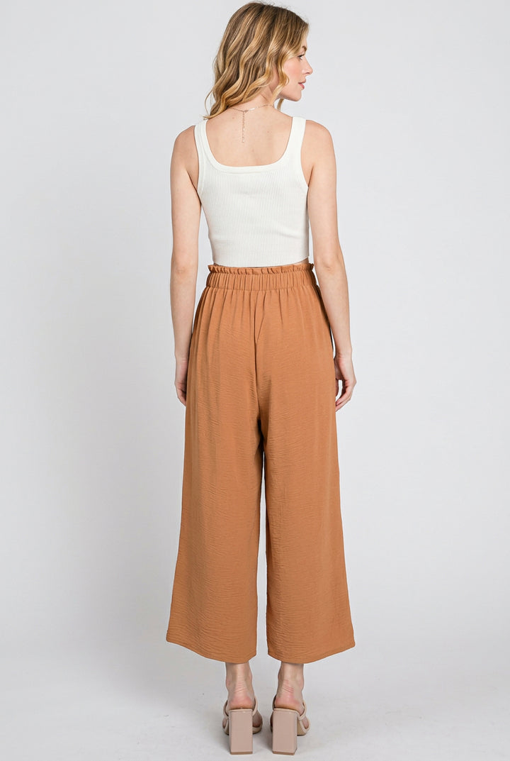 PLUS SIZE SOLID CASUAL PANTS WITH PAPERBAG WAISTBAND-HMEP6772-10