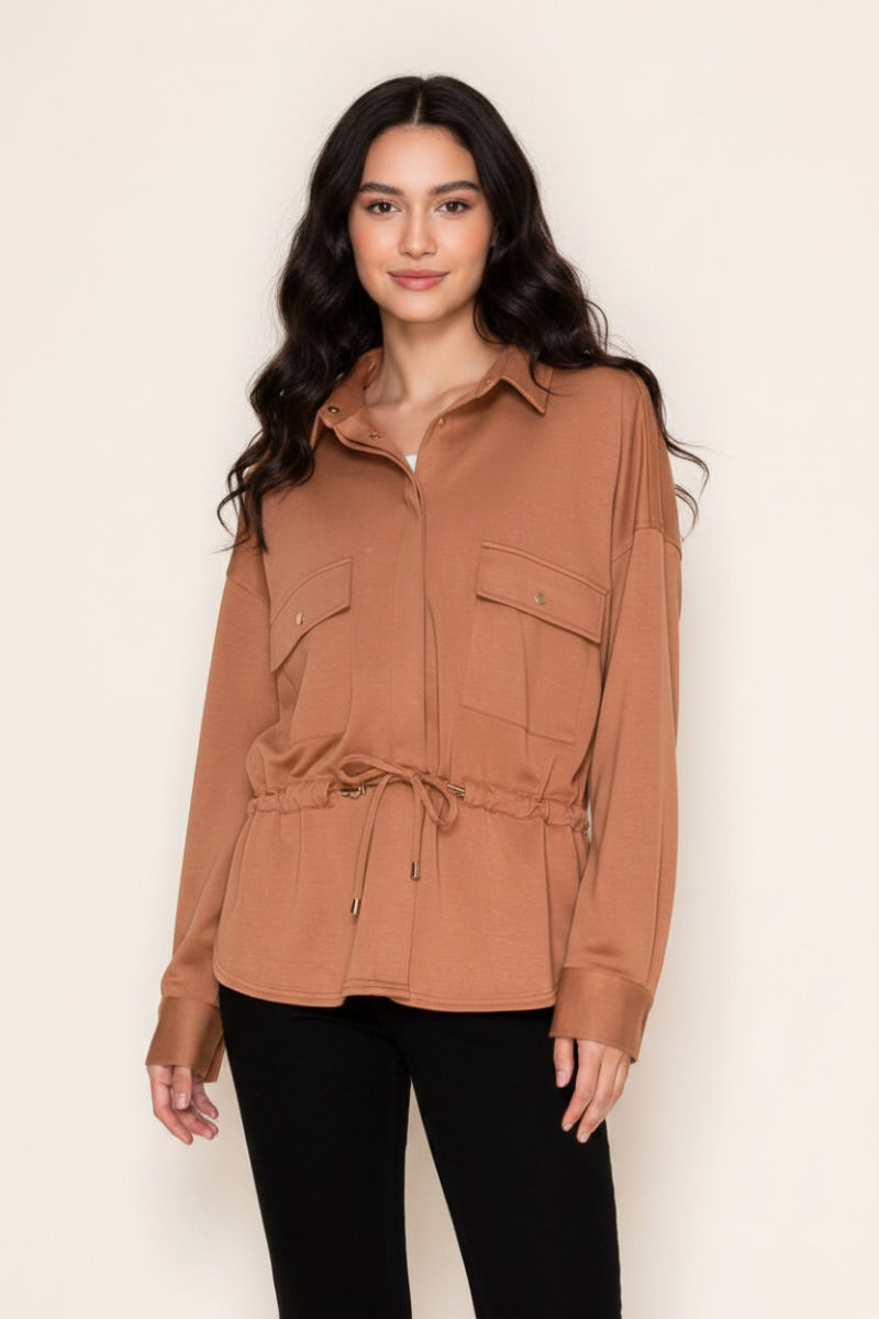 BUTTON DOWN LONG SLEEVE KNIT TOP