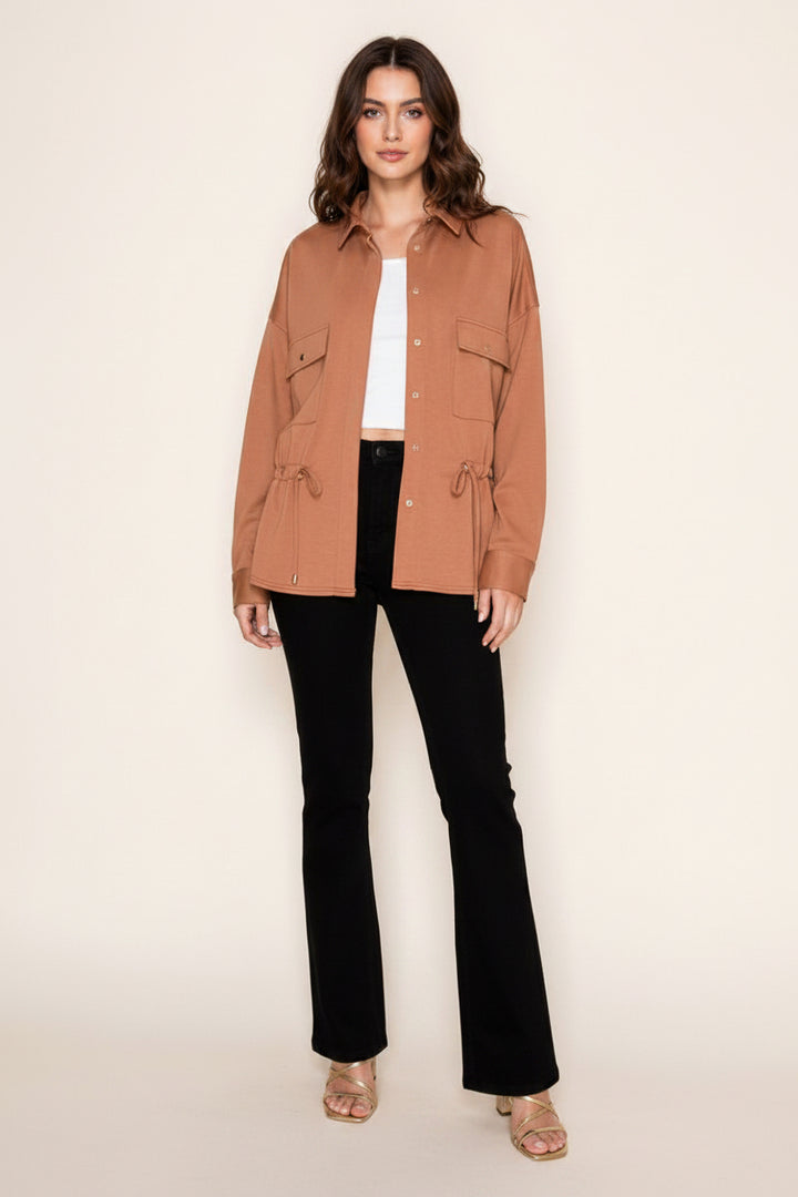 BUTTON DOWN LONG SLEEVE KNIT TOP