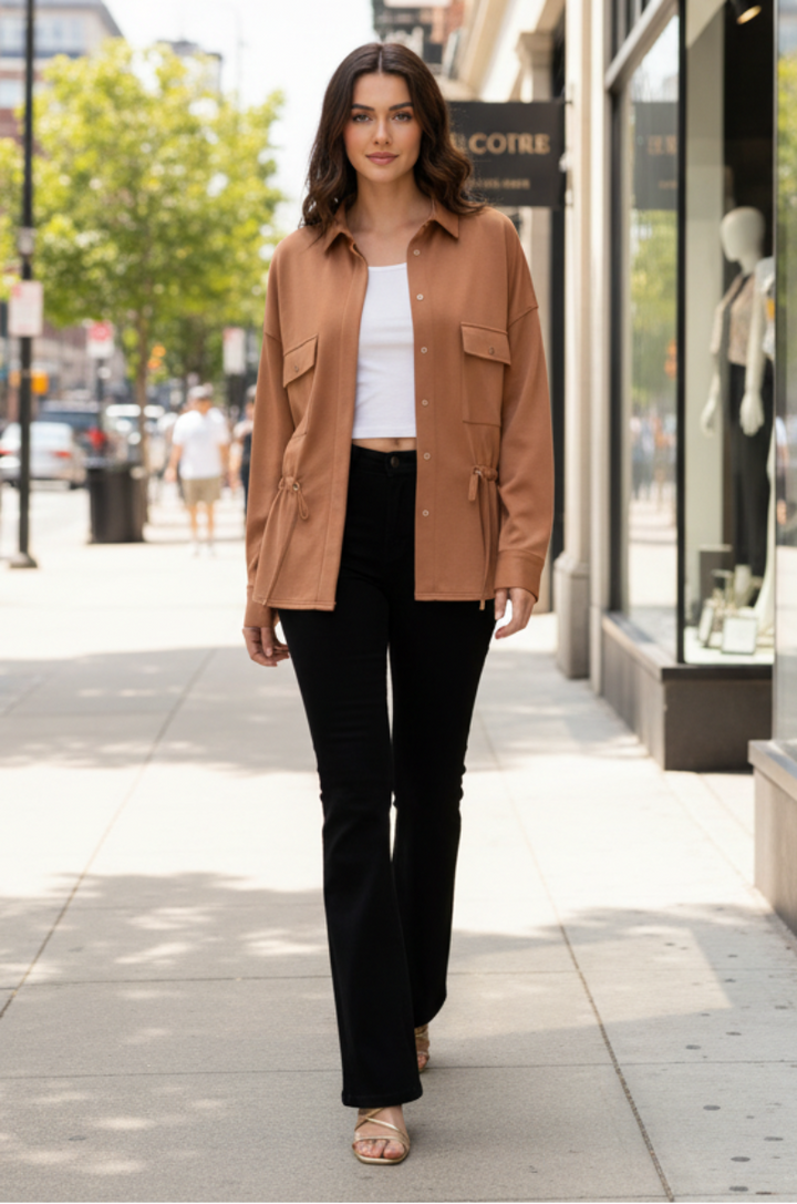 BUTTON DOWN LONG SLEEVE KNIT TOP