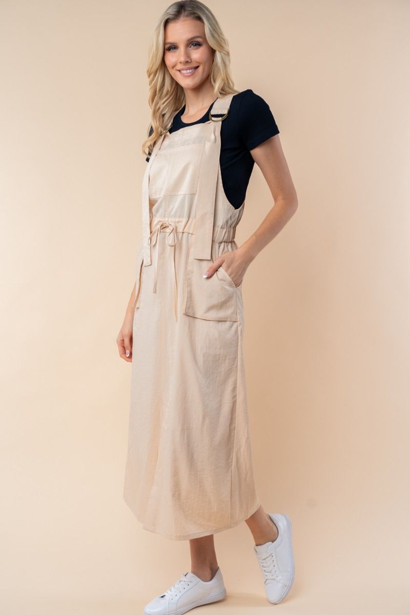 SLEEVELESS SOLID KNIT OVERAL DRESS