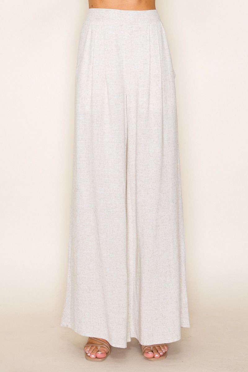 HIGE WAISTED SOLID LINEN PANTS-WBP250XL