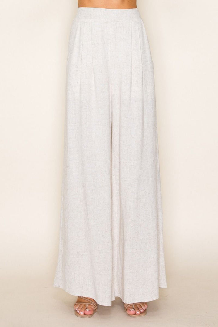 HIGE WAISTED SOLID LINEN PANTS-WBP250XL