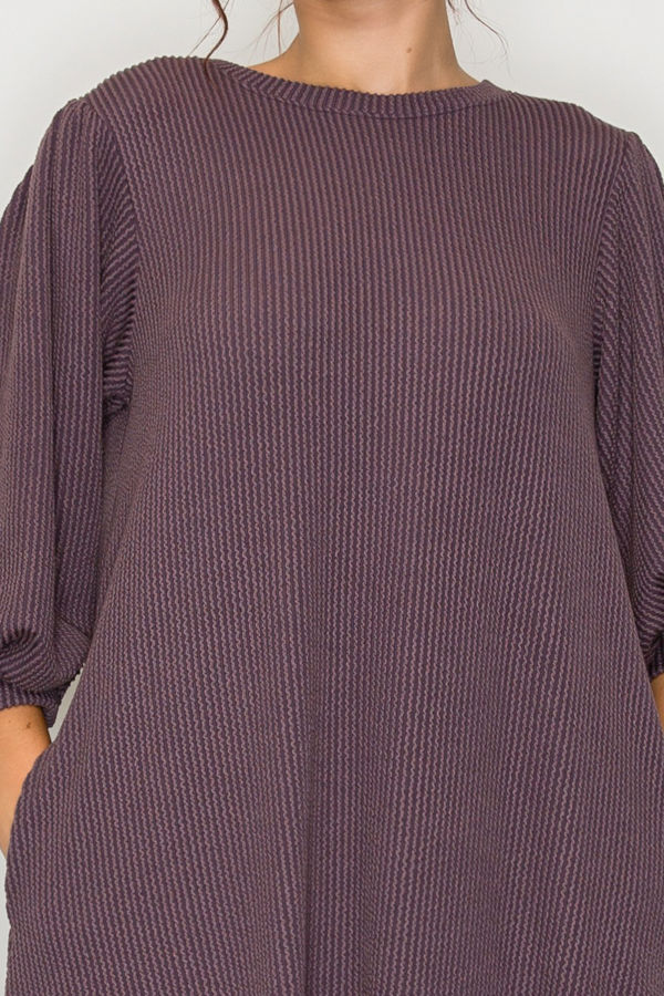 PLUS SIZE CHIC MIDI DRESS WITH BALLOON SLEEVES