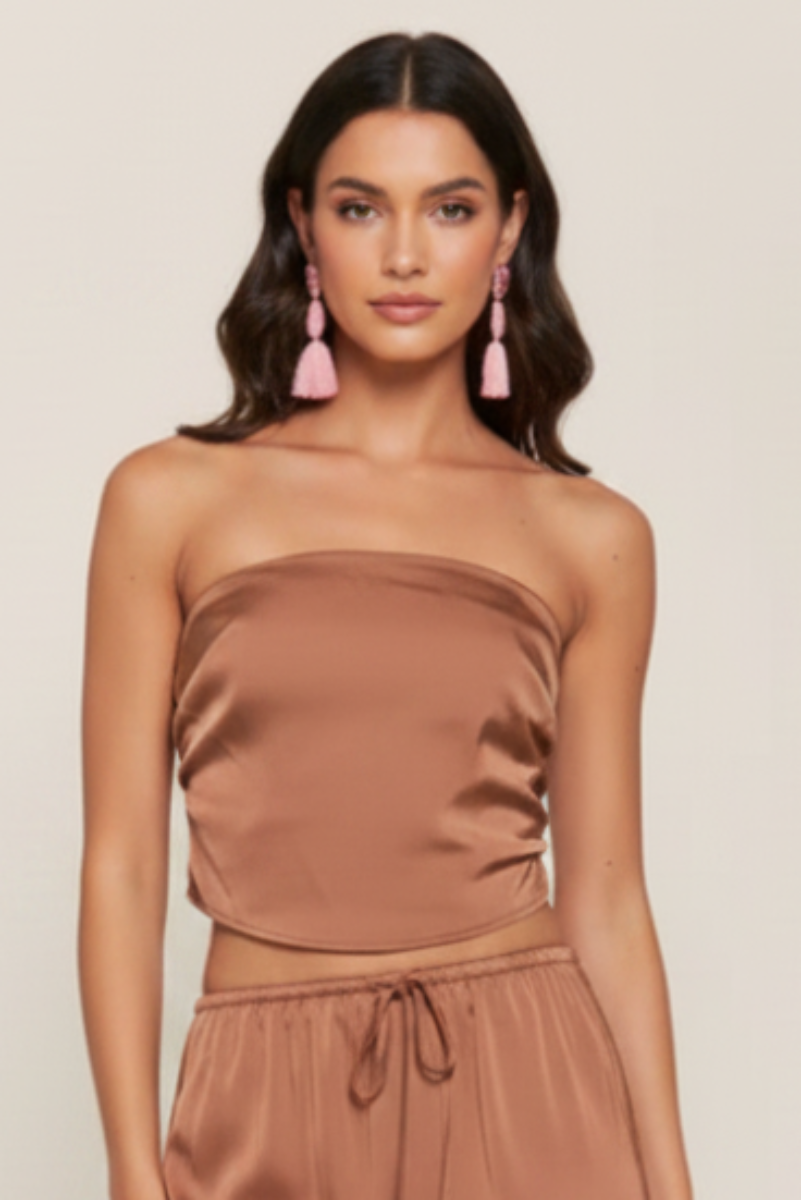 SATIN BANDEAU CROP TOP T9946-