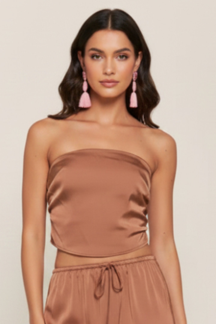 SATIN BANDEAU CROP TOP T9946-