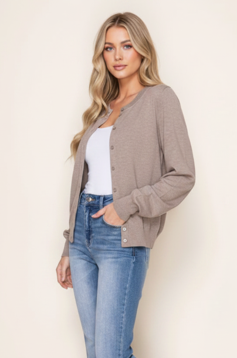 BUTTON DOWN LONG SLEEVE CARDIGAN WBT10768XL