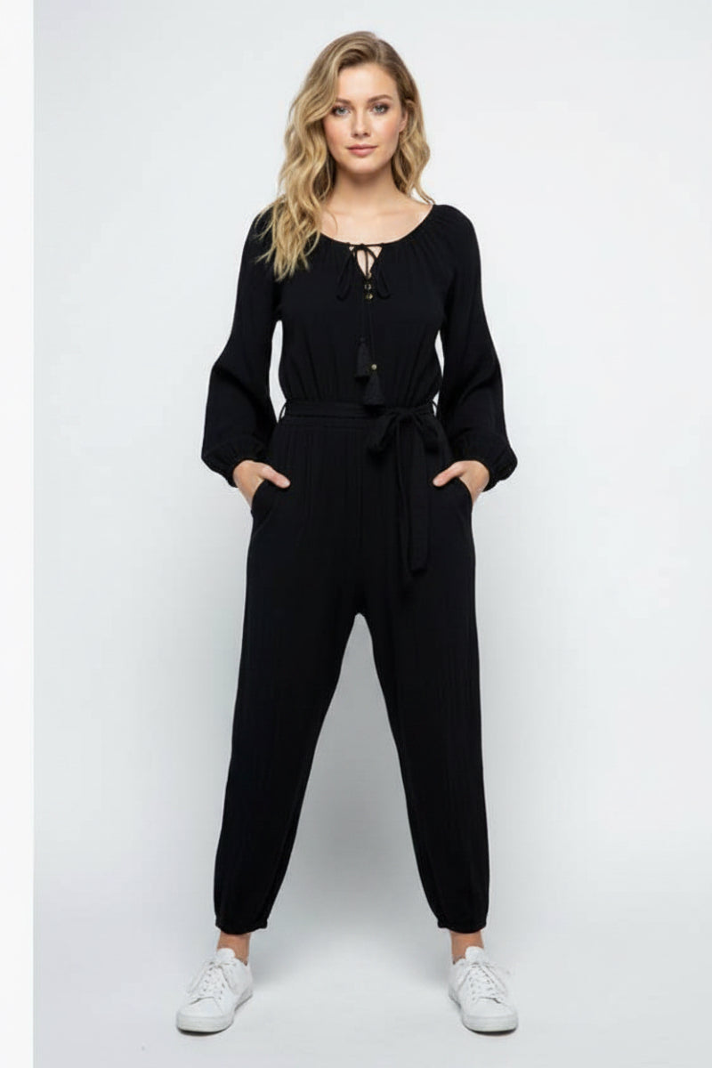 LONG SLEEVES W/ TASSELS JUMPSUIT MRMP8641