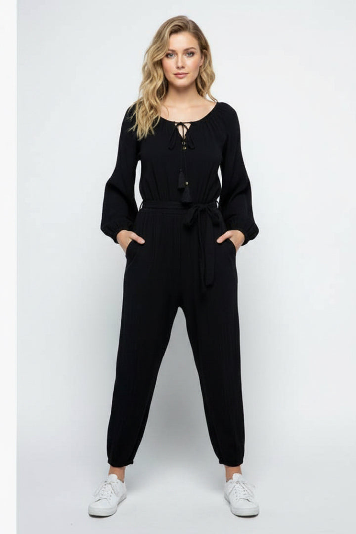 LONG SLEEVES W/ TASSELS JUMPSUIT MRMP8641