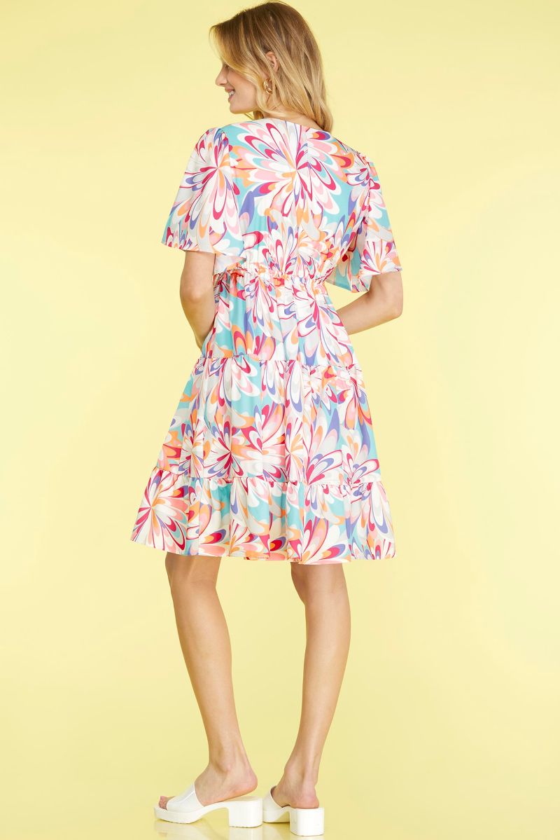 JADE FLUTTER SLEEVES TIERED WOVEN MINI DRESS SKSY6320