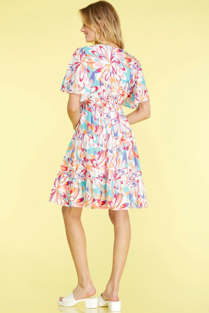 JADE FLUTTER SLEEVES TIERED WOVEN MINI DRESS SKSY6320