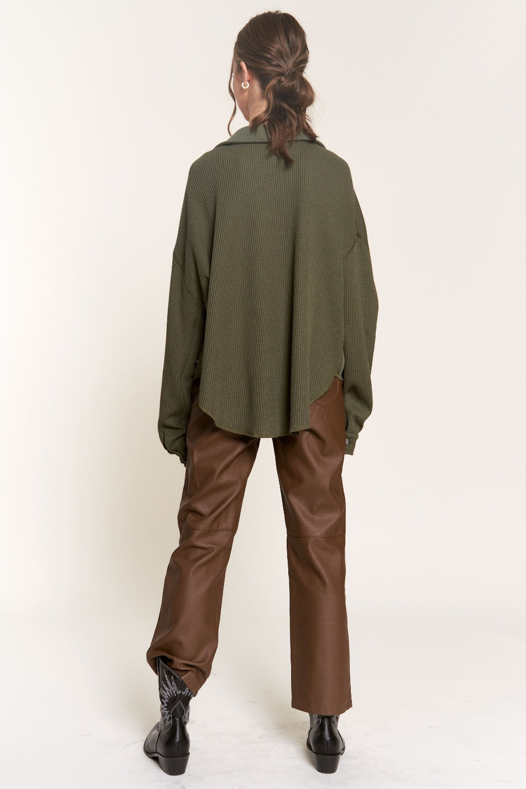 COLLARED RIBBED KNIT LONG SLEEVES JACKET T8293-