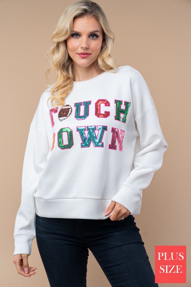 LONG SLEEVE SEQUIN GRAPHIC PULLOVER SWEATSHIRT