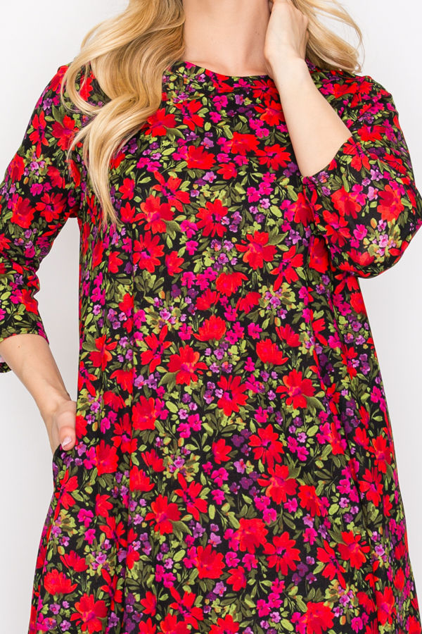 A-LINE MODEST PLUS SIZE DRESS WITH SIDE POKTES