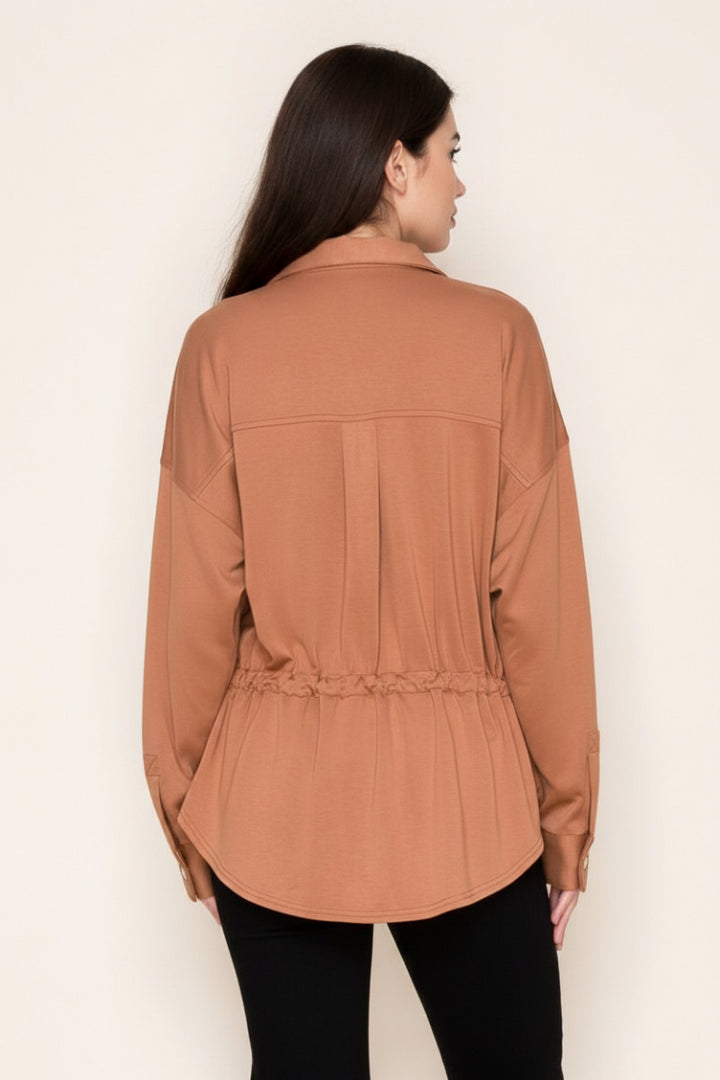 BUTTON DOWN LONG SLEEVE KNIT TOP