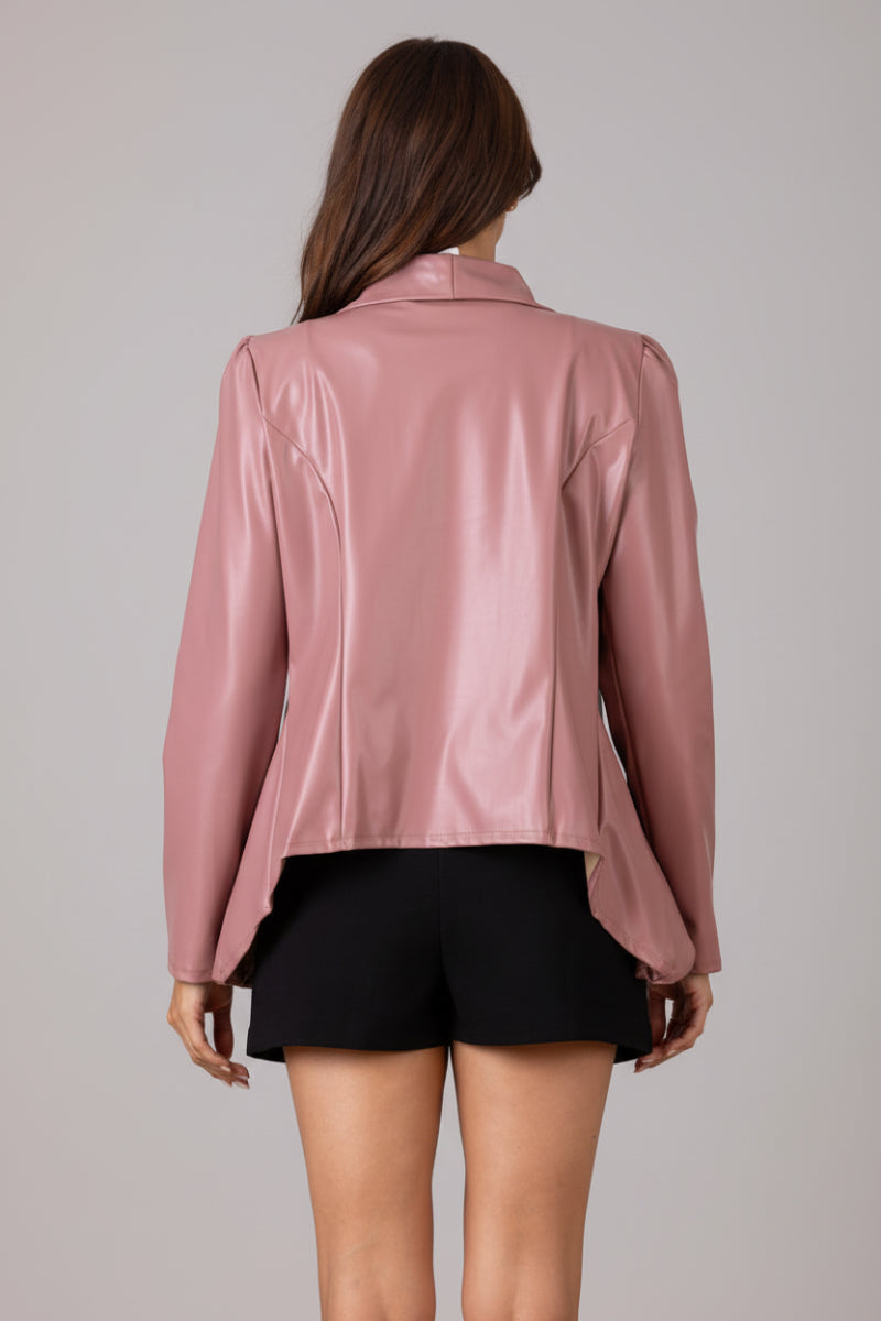 LAPEL PU LEATHER BLAZER JACKET SJ1206-