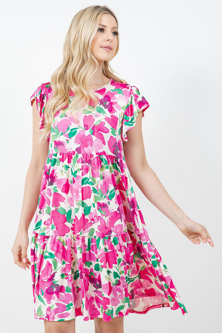 CASUAL SHORT DRESS RUFFLE SLEEVES DETAIL-SHVC5842