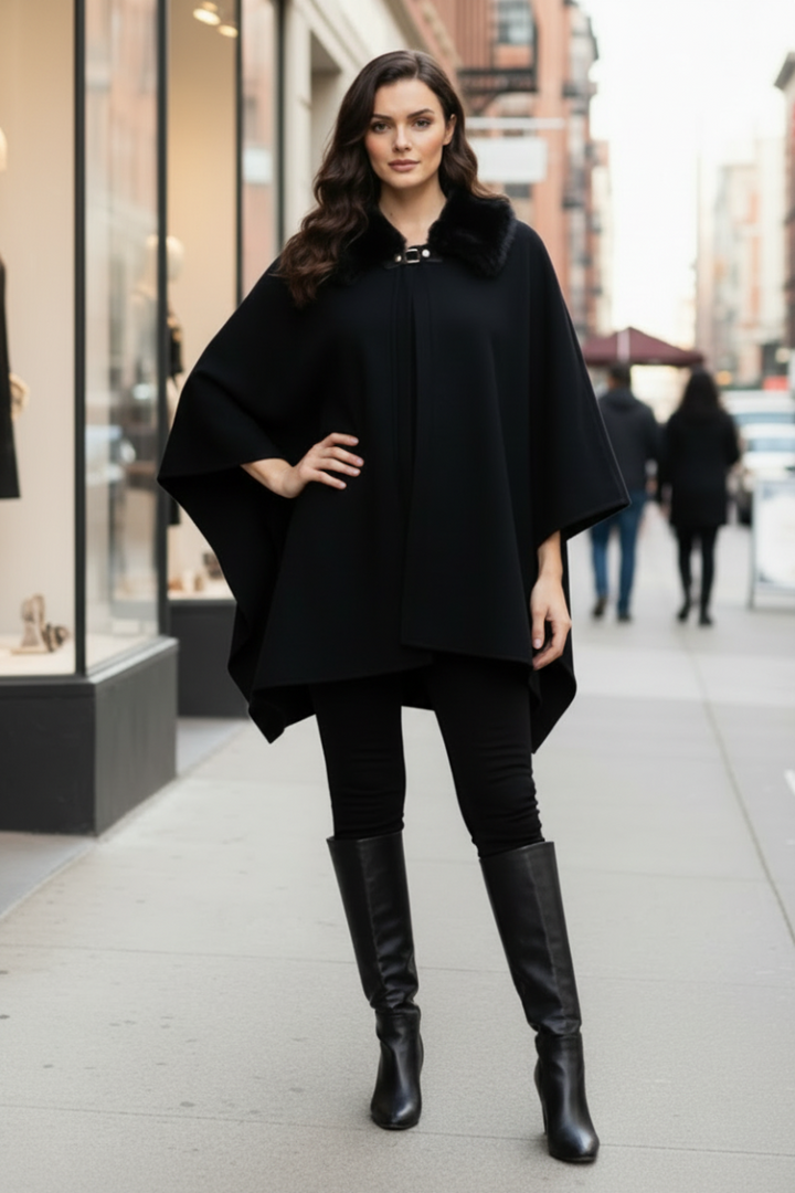 3/4 SLEEVE FUR NECKLINE COVER-UP-WBT11143XL