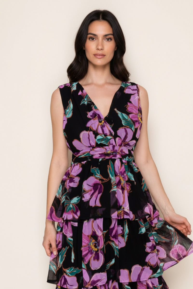 SLEEVELESS FLORAL PRINT MAXI DRESS-WBD90754XL