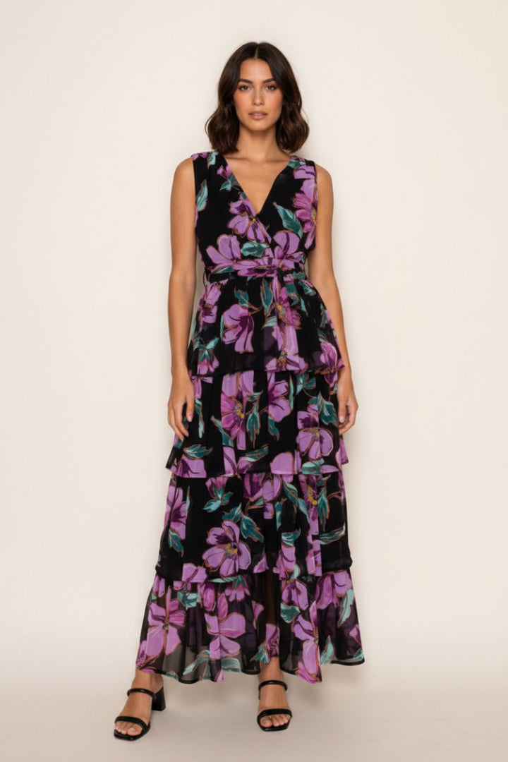 SLEEVELESS FLORAL PRINT MAXI DRESS-WBD90754XL