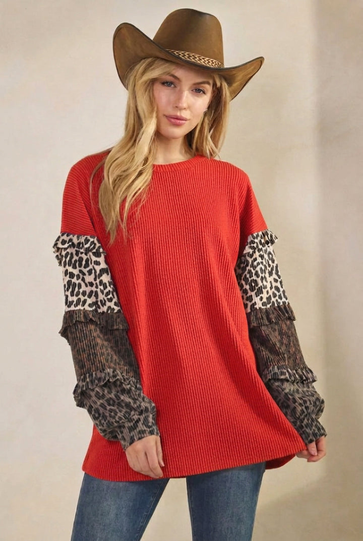 LONG SLEEVE WITH LAYERED RUFFLE ROUND NECK HMET8014-10