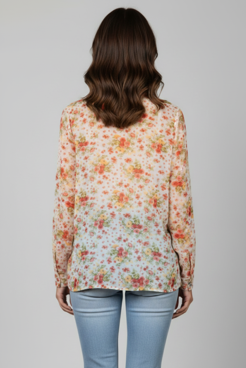 MANDARIN COLLAR SILHOUETTE TOP-T7538-
